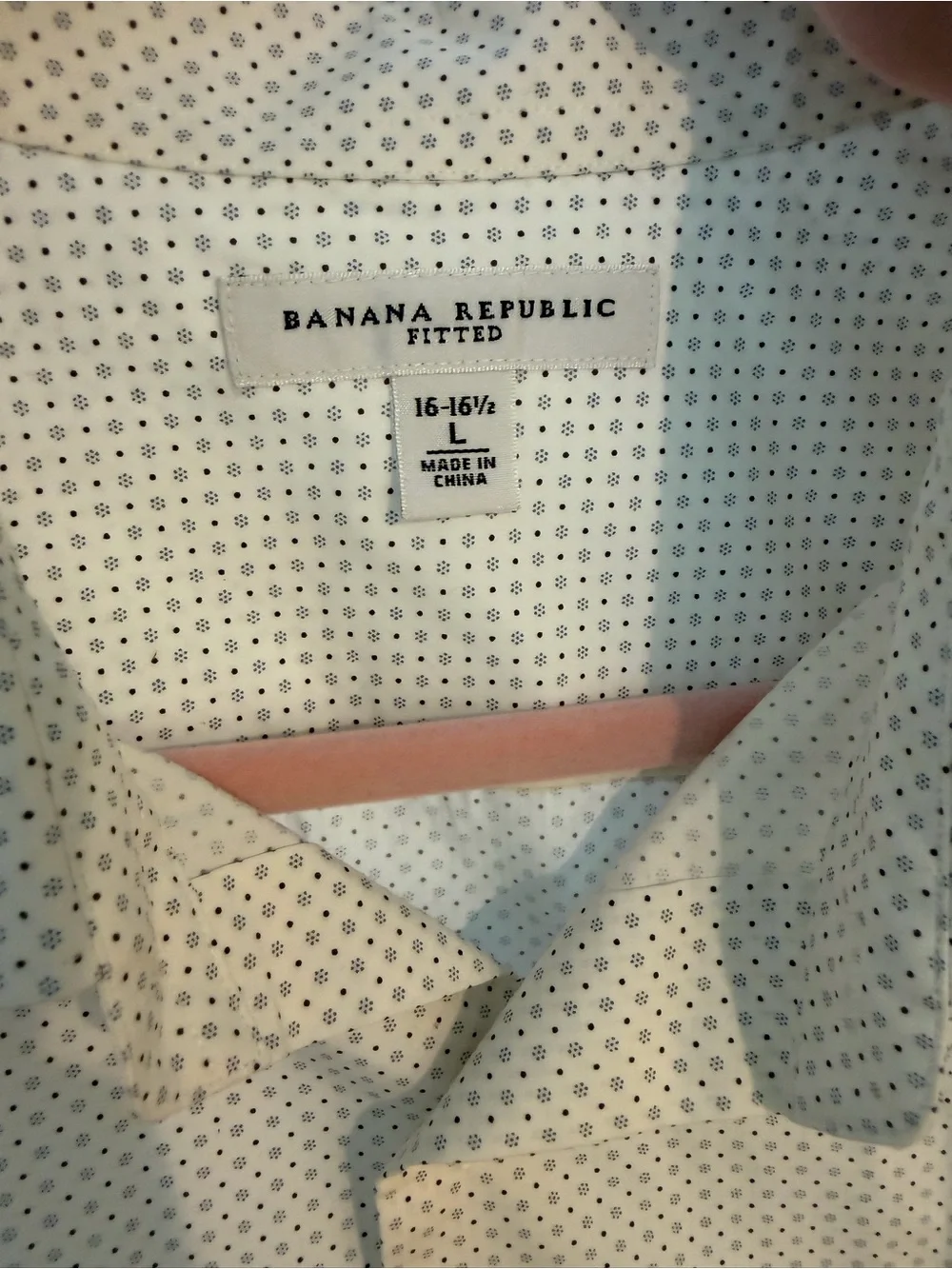 Banana Republic Fitted Men's Dress Shirt - Off White With Dot Pattern